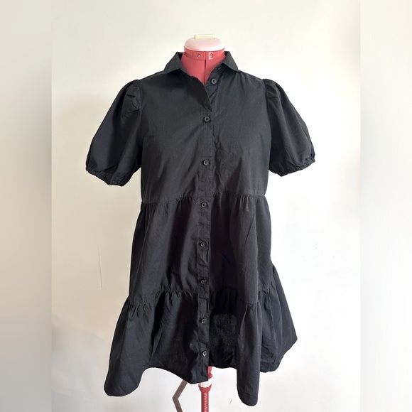 H&M Black Cotton Poplin Dress - size S - Picture 10 of 13